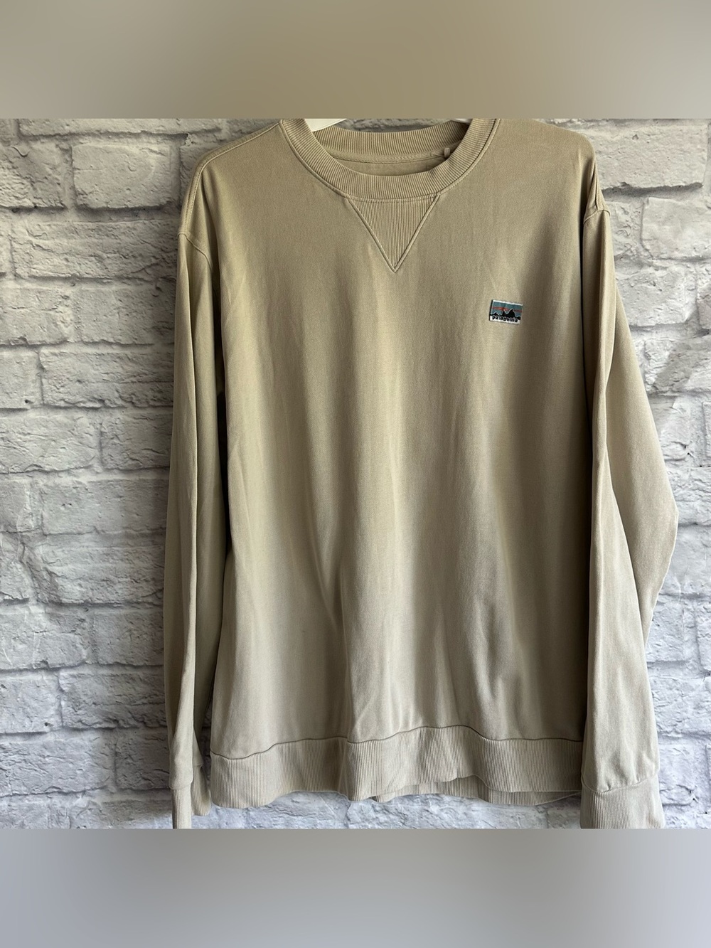 PREOWNED PATAGAONIA TAN IVORY LONG SLEEVE SWEATSHIRT UNISEX XL